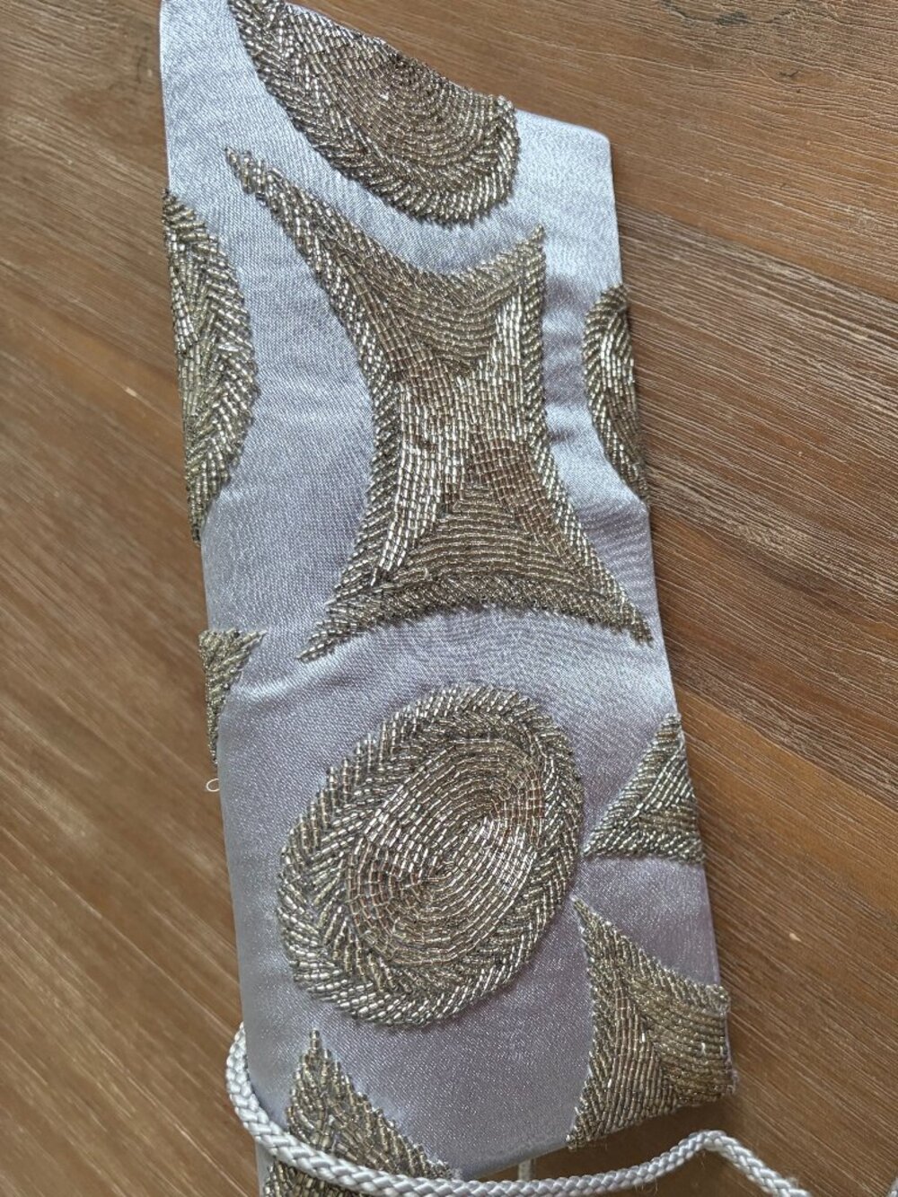 Pochette de soirée argentée perles dorées BIJOUX TERNER mariage Neuf